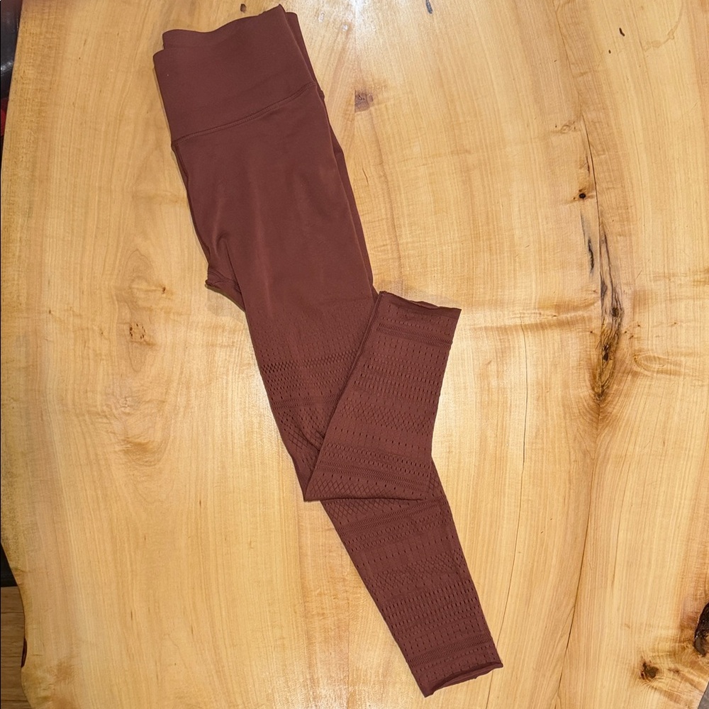 Fabletics Sculpt knit Brown Leggings with macrame design